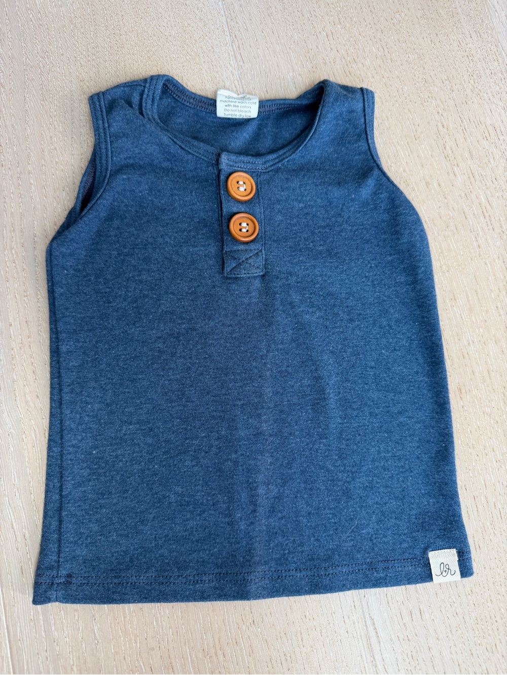 Kids Navy Sleeveless Tank with Button Placket - Unbranded